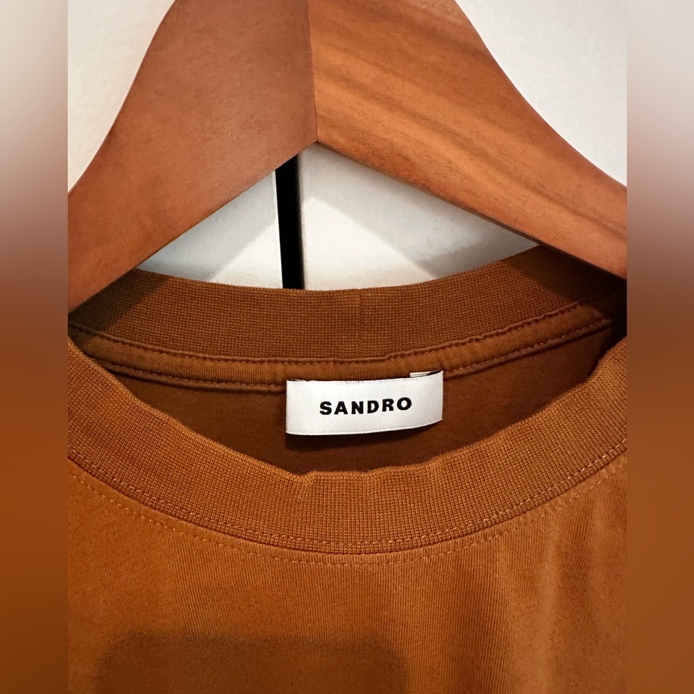 Sandro Crew Neck Shirt Sleeve T shirt - Picture 2 of 2
